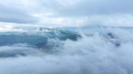 航拍高山风电 云海云雾