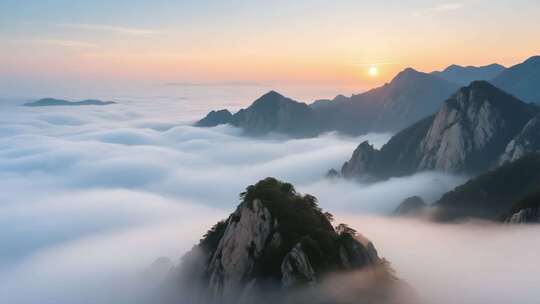 云海日出壮丽山河 云雾缭绕山峰旭日东升