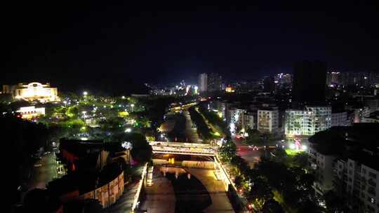 广东云浮夜景云浮南山河夜景航拍