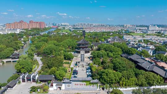 4K江苏寒山寺航拍延时