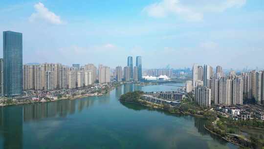 4K 长沙地标梅溪湖CBD航拍 8