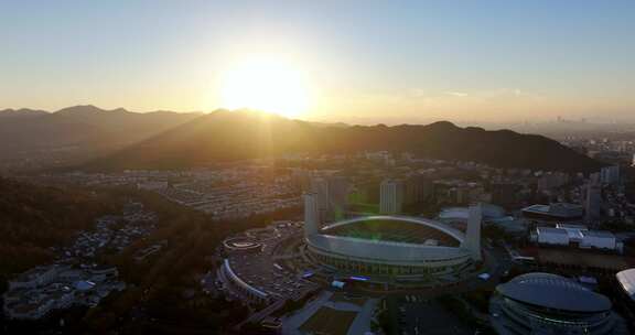 杭州西湖区城市风光航拍