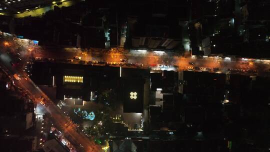 南京西路石门一路夜景航拍视频素材模板下载