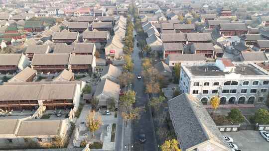 商丘古城古风建筑村落鸟瞰全景