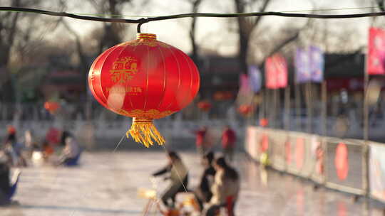 北京什刹海滑冰场空镜