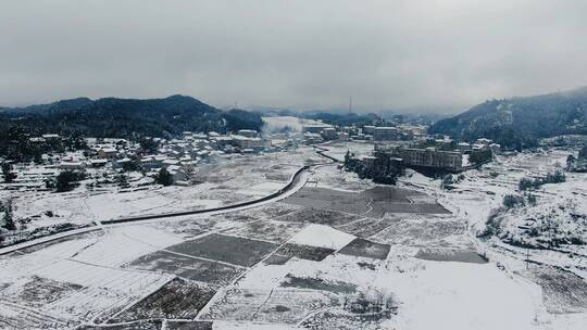 合集航拍乡村田园农业种植农田雪景