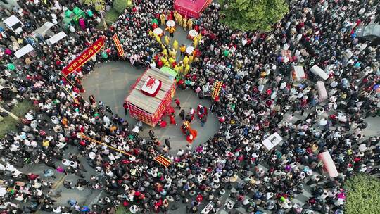 河南宜阳县元宵节社火表演节日庆祝航拍