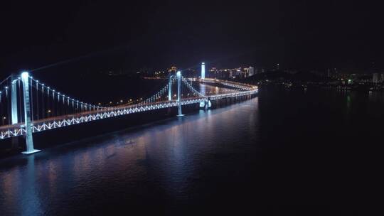 航拍星海广场星海湾大桥夜景4K视频