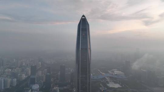 深圳平安金融中心清晨航拍视频素材模板下载