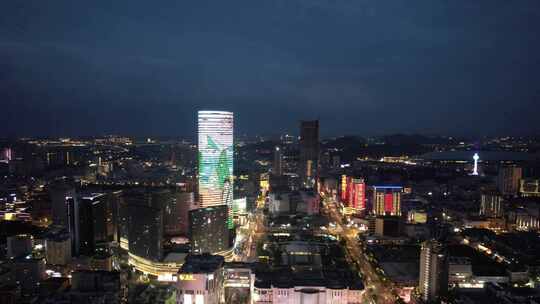 江苏徐州城市夜景苏宁广场夜景灯光航拍