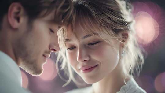 深情对视情侣浪漫爱情的甜蜜时刻