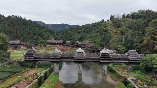 广西柳州三江程阳八寨风雨桥航拍