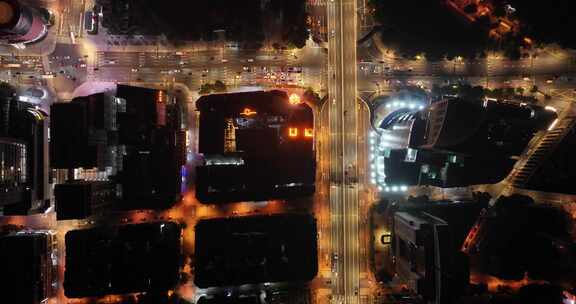 上海浦西夜景马路交通俯拍