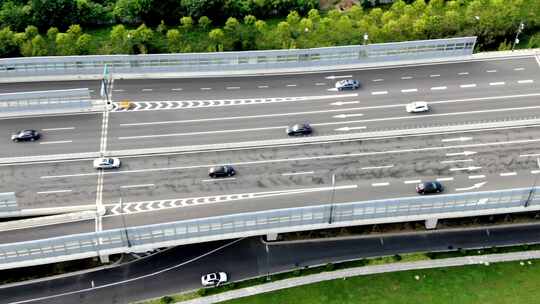 航拍快速公路跟车车流高架桥视频素材模板下载