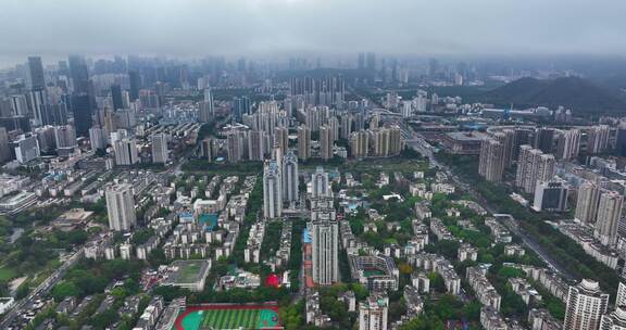 5K航拍雨后深圳高楼林立繁华都市全景合集