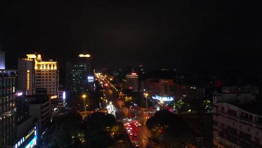 航拍江西吉安城市夜景灯光