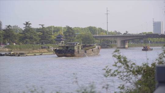 【空镜】4K江南运河景观-货船-log原片视频素材模板下载