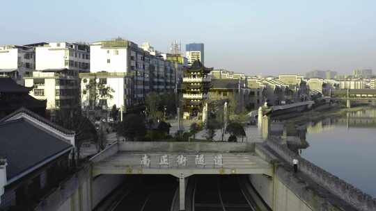 江西萍乡南正街航拍白天街景