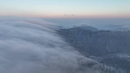 白云山雪景云海山峰航拍