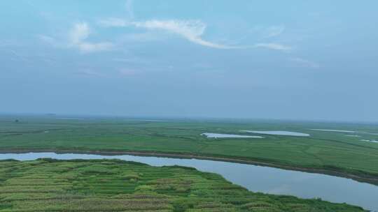 鄱阳湖风景航拍湖泊湿地公园草地河流风光