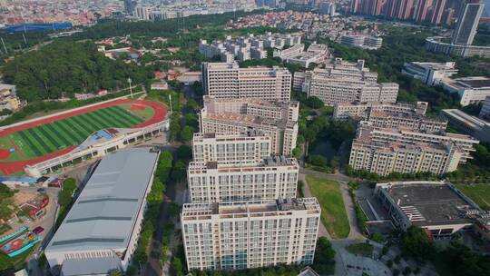 航拍厦门华侨大学景观视频素材模板下载