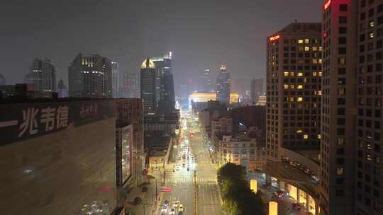 航拍上海浦西 城市夜景