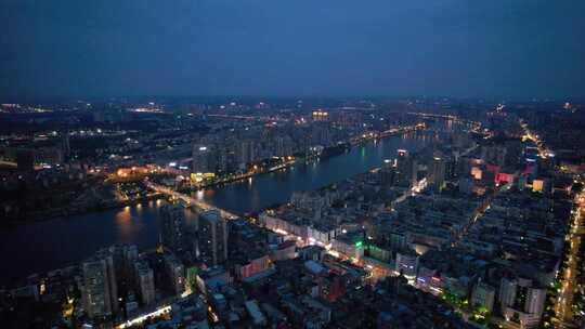 湖南省衡阳市石鼓区湘江夜景航拍4k