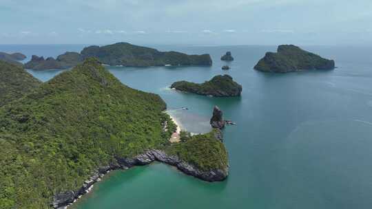 泰国安通国家海洋公园海岛翡翠湖航拍风光