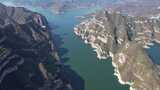 4K河南黄河三峡天然地貌眺望全景航拍视频高清在线视频素材下载