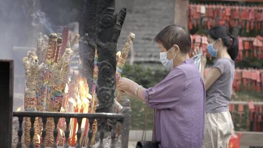 寺庙寺院祭祀活动烧香拜佛视频