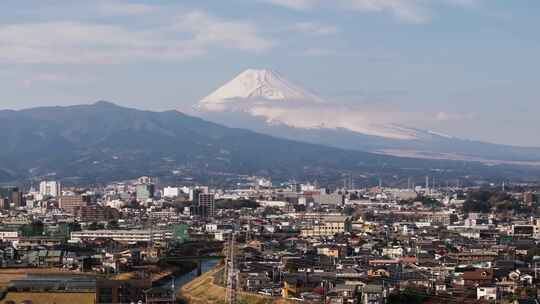 长焦航拍富士山视频素材模板下载