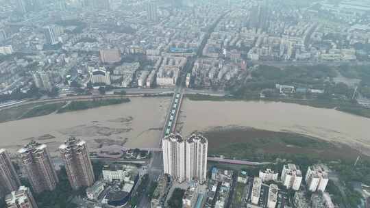 四川德阳城市清晨风光航拍