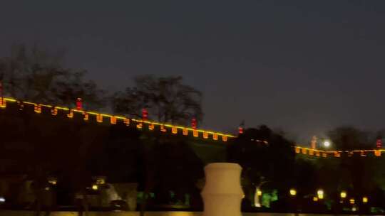 西安古城墙夜景亮化视频素材模板下载