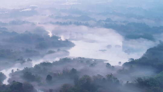 山水画 晨光晨雾 唯美意境