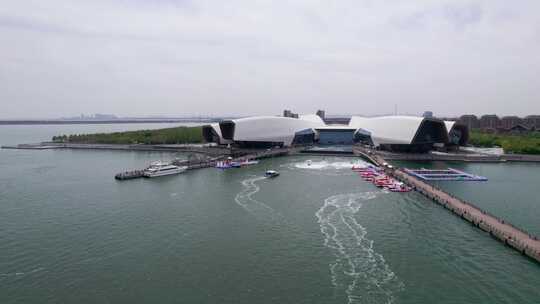 天津生态城国家海洋博物馆城市建筑风光航拍