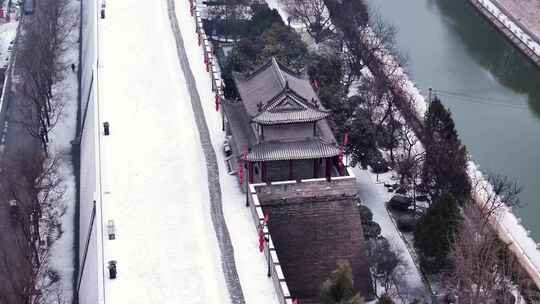 西安城墙角楼雪景