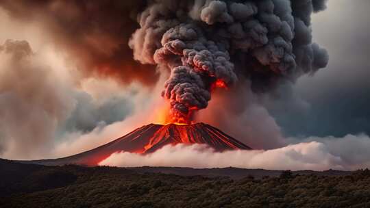 火山喷发壮丽自然景观