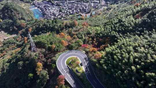 四明山 盘山公路 秋色 秋天 余姚