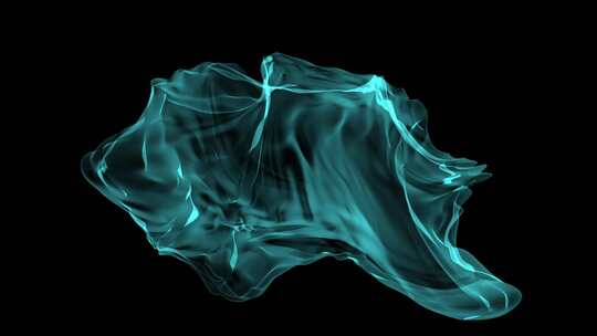 黑色抽象背景上的动画蓝色烟雾液体。