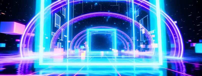 4k霓虹动感炫酷赛博朋克穿梭背景合集