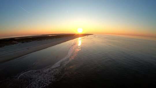 4K-美丽的超广角海边日出