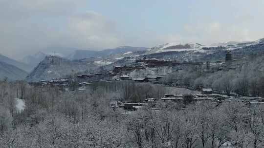 五台山航拍雪景