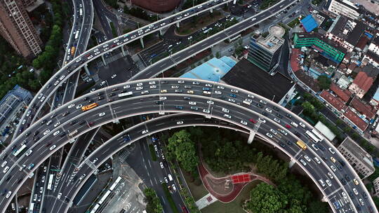 4K上海无人机拍摄南浦大桥移动车辆交通
