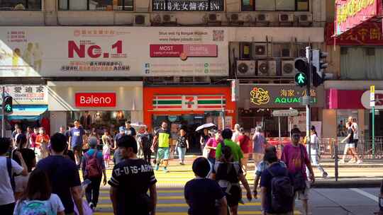 香港路口行人街景视频素材模板下载