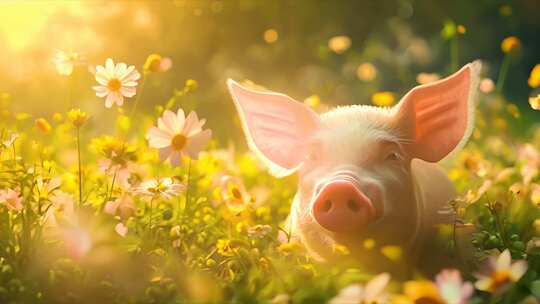 阳光可爱的小猪 卡通小猪崽 宠物干净肥猪