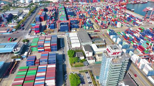 港口集装箱码头航拍工业素材价值工厂深圳招视频素材模板下载