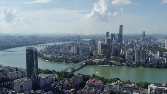 航拍广西柳州城市景观全景 4k