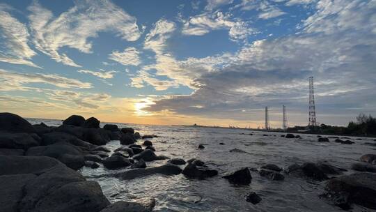 海洋 日落 大海 海岸