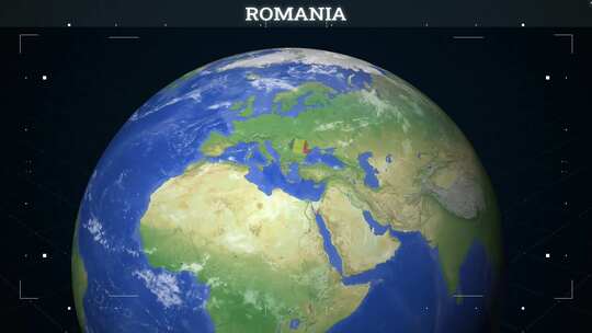 罗马尼亚地图从地球与国旗视频素材模板下载