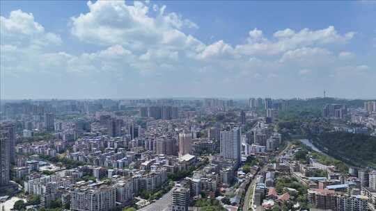 城市鸟瞰全景展示自贡大景自贡城市建设